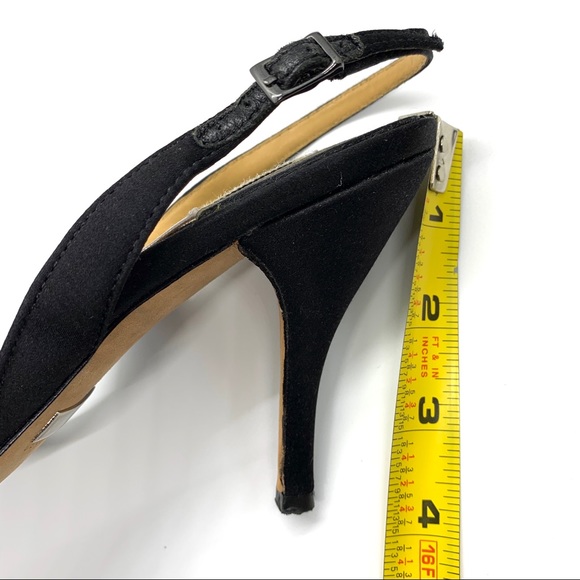 Black Satin Ankle Strap Sexy Heels Size 7.5 - Picture 6 of 7